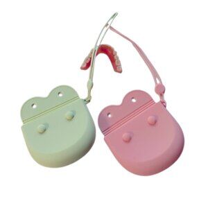Silicone Denture Case With Lid, Portable Retainer Storage Pouch, Orthodontic set